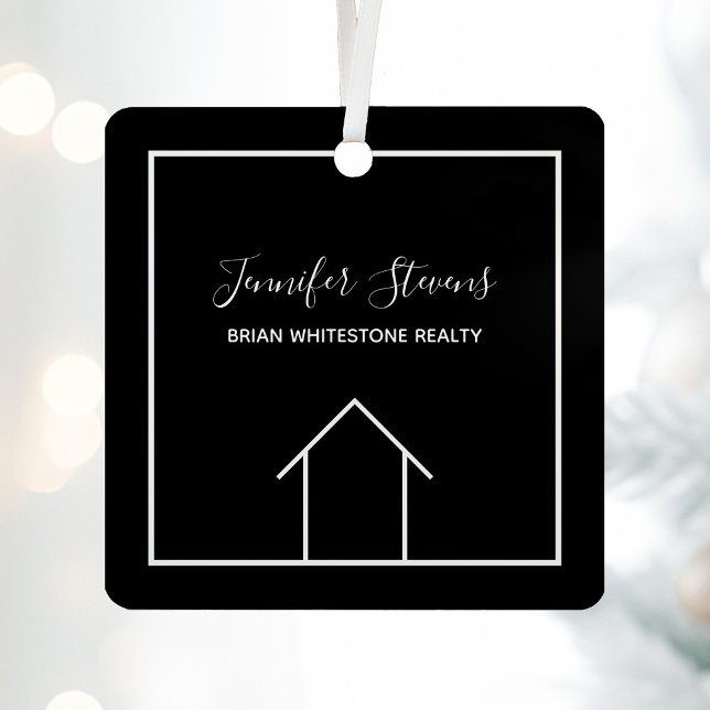 Real Estate Company Modern Custom Black Christmas Metal Tree Decoration (Creator Uploaded)