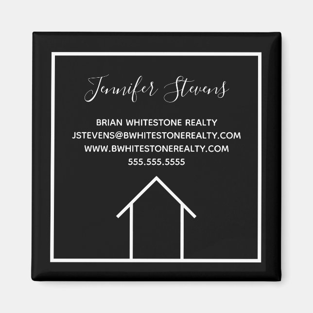 Real Estate Company Modern Custom Marketing Black Magnet (Front)