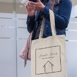 Real Estate Company Modern Custom Realty Agent Tote Bag<br><div class="desc">This modern realtor tote bag is the perfect way to market to clients. Fill your new customer home buying information into this chic, custom tote and customise with your name and real estate company. These minimalist black and white bags feature a simple line drawing of a house. Advertise your realty...</div>