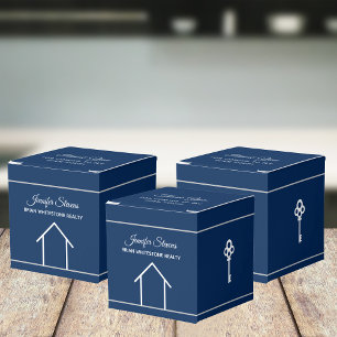 Real Estate Company Open House Blue Marketing Favour Box