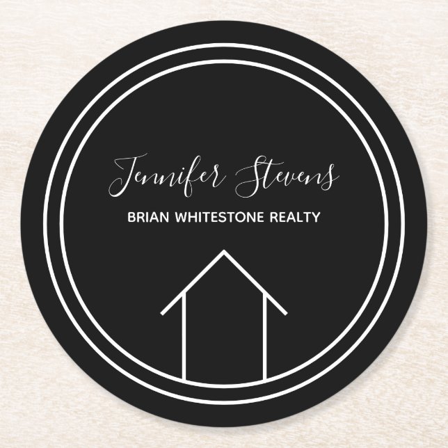 Real Estate Company Open House Custom Marketing Round Paper Coaster (Front)
