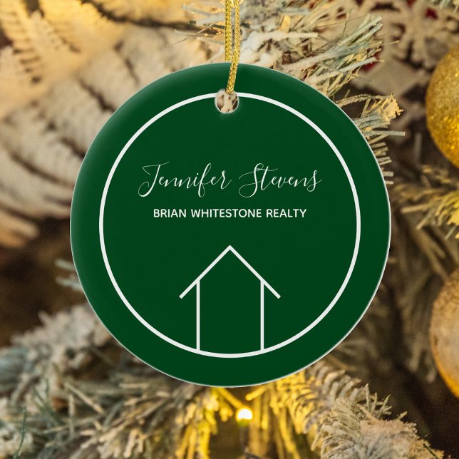 Real Estate Company Personalised Green Christmas Ceramic Tree Decoration (Creator Uploaded)