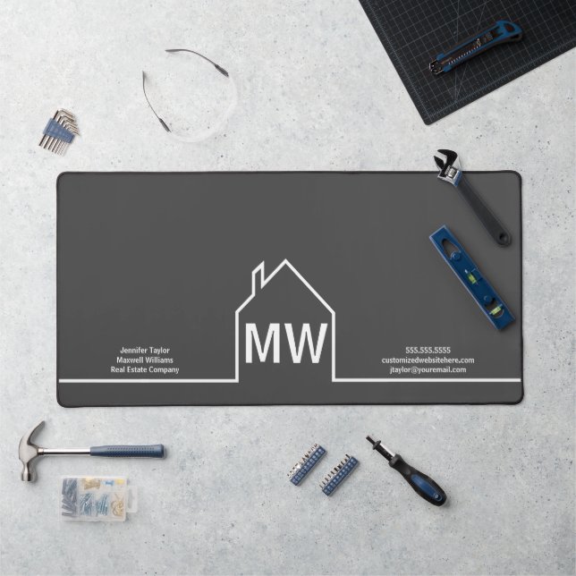 Real Estate Company Personalised Grey Realtor Desk Mat (Workstation)