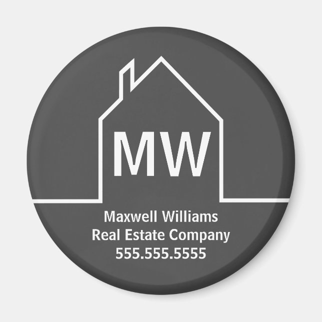 Real Estate Company Personalised Grey Realtor Magnet (Front)