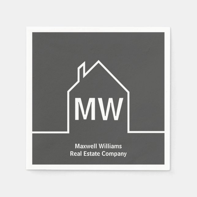 Real Estate Company Personalised Grey Realtor Napkin (Front)