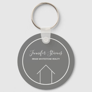 Real Estate Company Slate Grey Custom House Key Ring