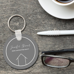 Real Estate Company Slate Grey Custom House Key Ring