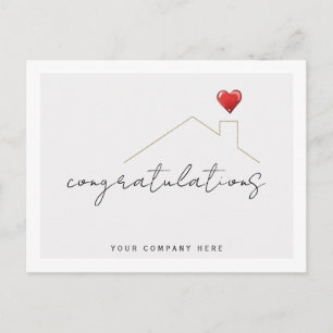 Real Estate Congratulations New Home Heart Postcard