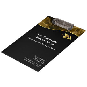 Real estate. Construction. Black Gold Clipboard