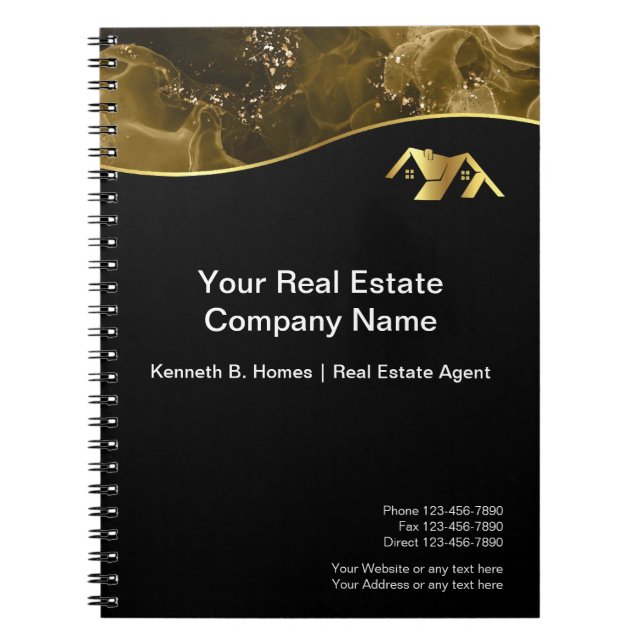 Real estate. Construction. Black Gold Notebook (Front)