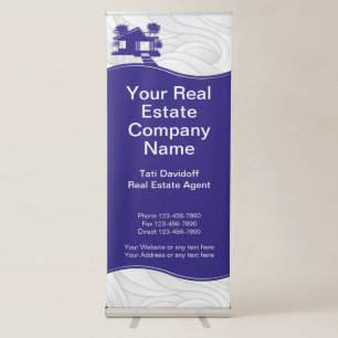 Real estate. Construction. Blue Silver Retractable Banner