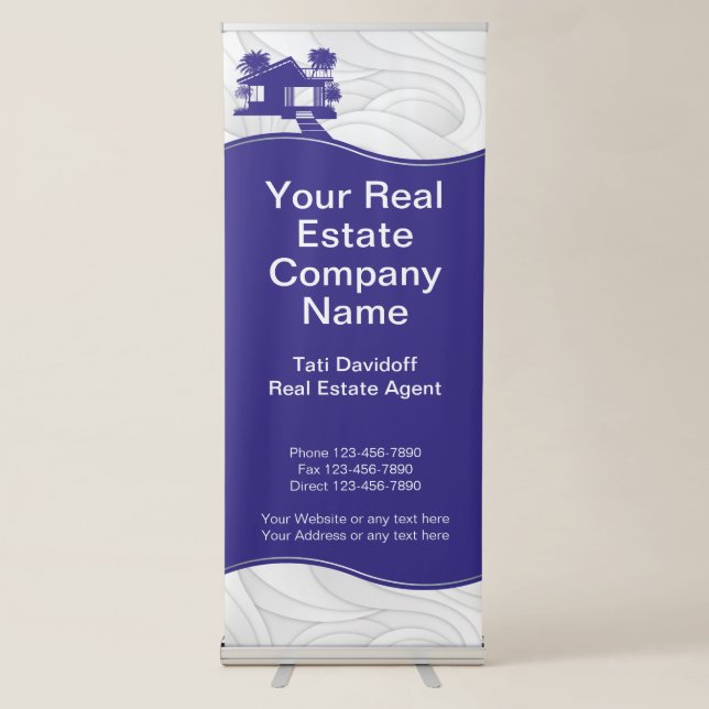 Real estate. Construction. Blue Silver Retractable Banner (Front)