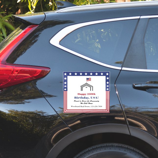 Real Estate Custom Car Sticker 250th Birthday USA (Car Side)