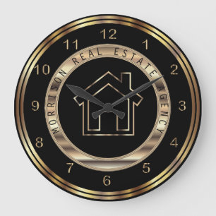 Real Estate Design in Gold and Black Large Clock