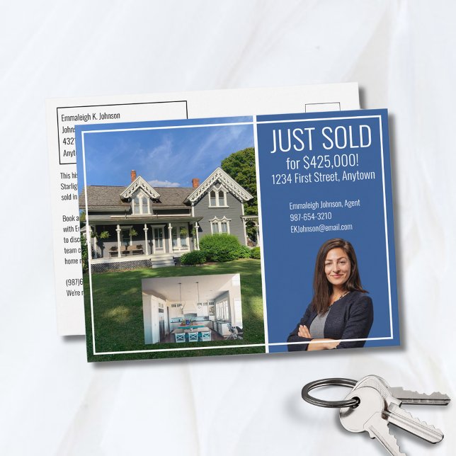 Real Estate Direct Mail Modern Blue 2 Picture Postcard (Creator Uploaded)
