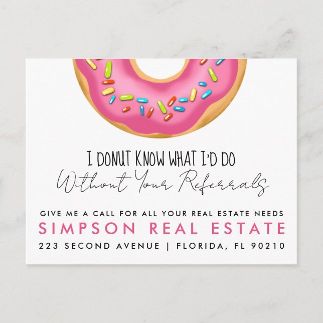 real estate doughnut  referrals Announcement Postcard (Front)
