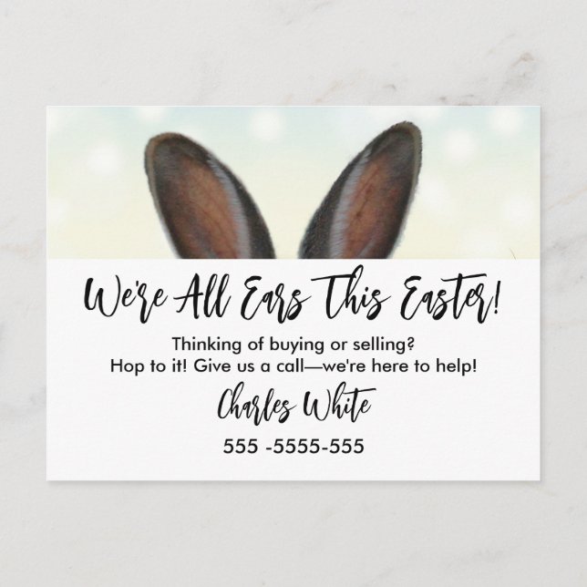 real estate easter bunny referrals Announcement  Postcard (Back)