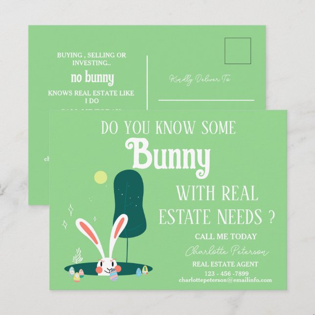 Real Estate Easter Marketing Farming  Holiday Postcard (Front/Back)
