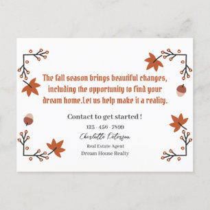 Real Estate  Fall Farming Prospecting Postcard