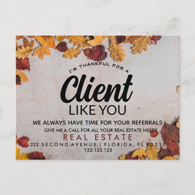 real estate FALL referrals Announcement (Front)