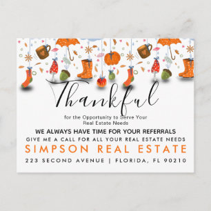 real estate FALL referrals Announcement Postcard