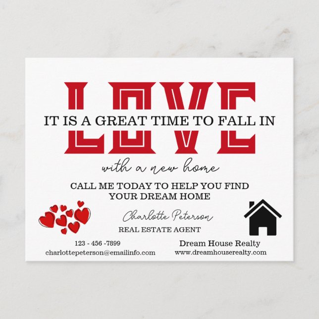 Real Estate Farming Marketing Valentine's Day Holiday Postcard (Front)