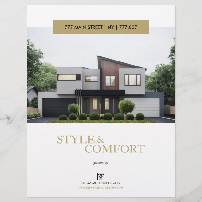 Real Estate Feature Sheet Elegant Custom Flyer (Front)