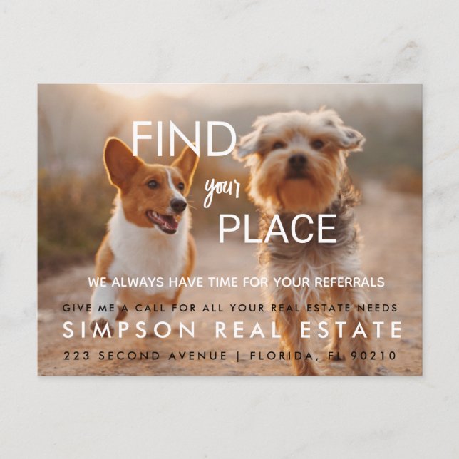 real estate  FInd your place Announcement Postcard (Front)