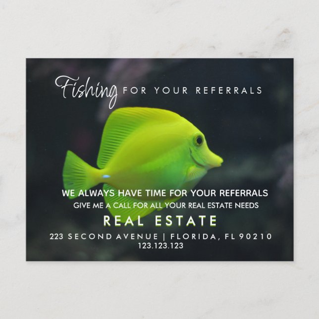 real estate Fish referrals Announcement Postcard (Front)