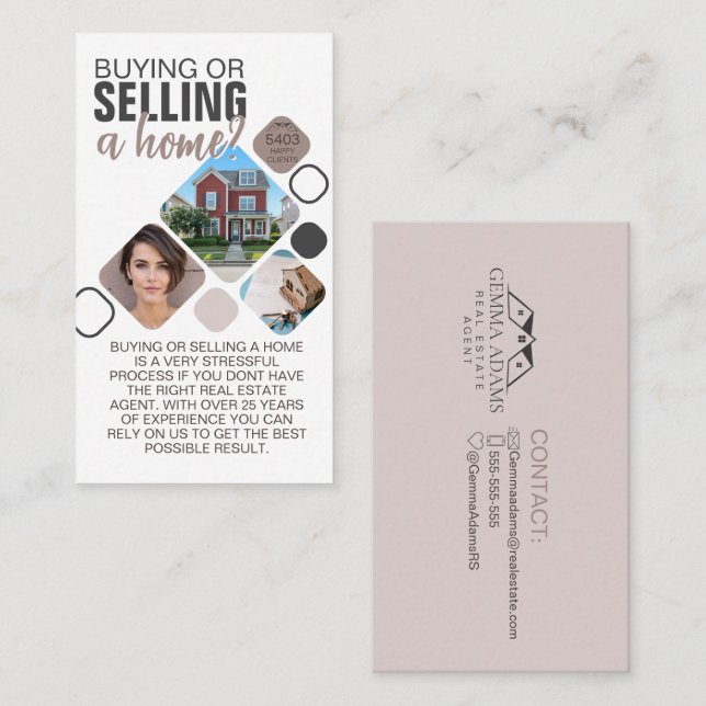 Real Estate Flyer - Buy or Sell Your Home | Custom Business Card (Front/Back)