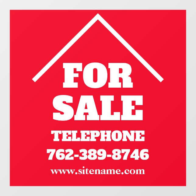 Real Estate For Sale Custom Window Cling (Sheet)