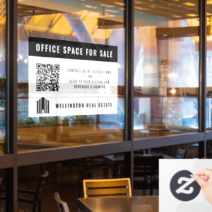 Real Estate For Sale QR Code Black White Window Cling