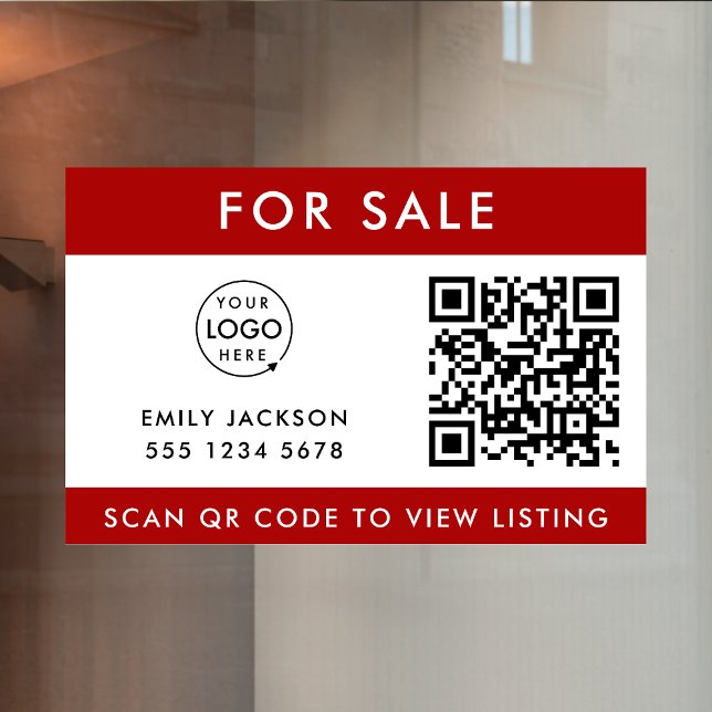 Real Estate | For Sale QR Code Retail Listing Red Window Cling (Creator Uploaded)