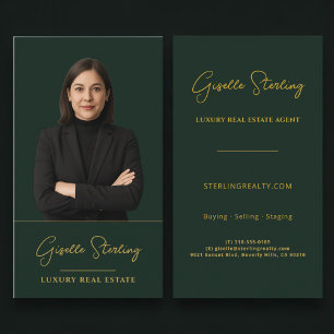 Real Estate Forest Green Gold Professional Business Card