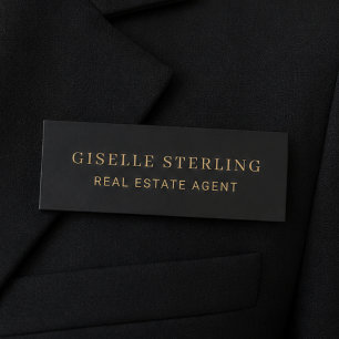 Real Estate Gold Black Name Tag