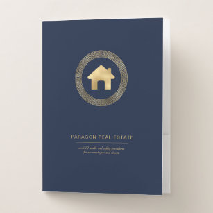 Real Estate Gold House Navy Blue Organising Pocket Folder