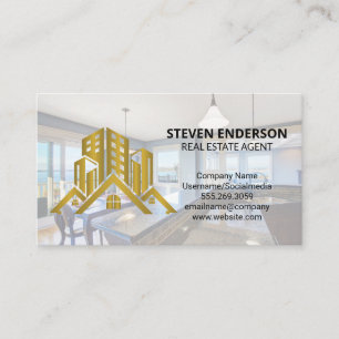 Real Estate Gold Logo   Modern Kitchen  Business Card