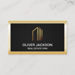 Real Estate Gold Lux Border Black Mesh Business Card