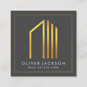 Real Estate Gold Lux Executive Square Business Card