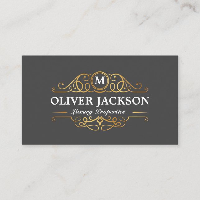 Real Estate | Gold Luxury Properties Business Card (Front)