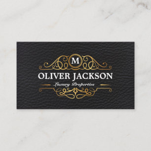Real Estate Gold Luxury Properties Leather Business Card