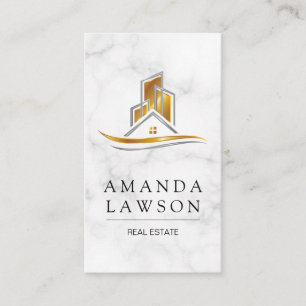 Real Estate Gold Silver Logo   White Marble Appointment Card