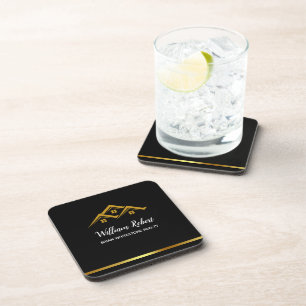Real Estate Golden House Logo Modern Realtor Coaster