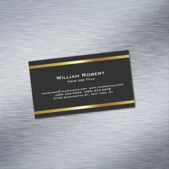 Real Estate Golden House Logo Modern Realtor Magnetic Business Card (In Situ)