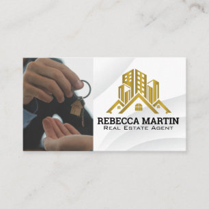 Real Estate Handing Keys Realtor Home Logo Business Card