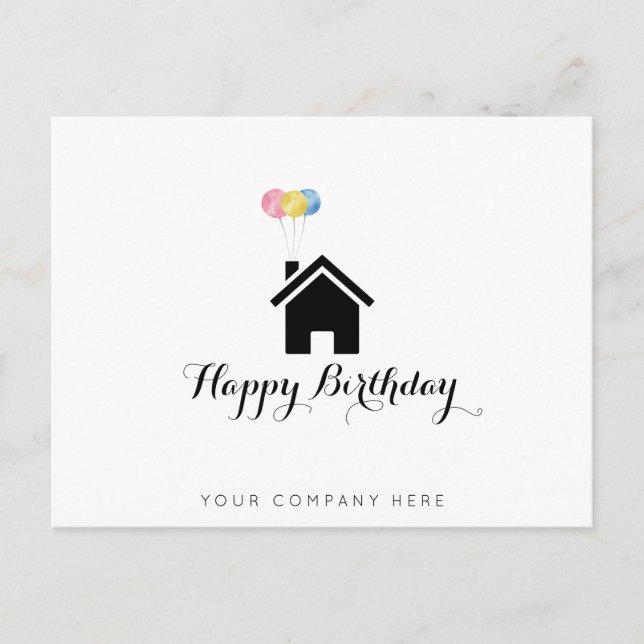 Real Estate Happy Birthday Balloons  Postcard (Front)