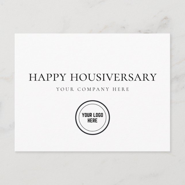 Real Estate Happy Home Anniversary Add Logo Postcard (Front)