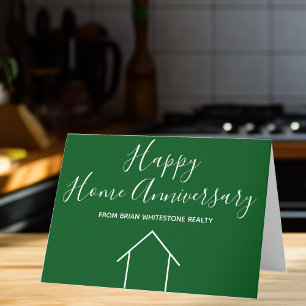 Real Estate Happy Home Anniversary Custom Green Card