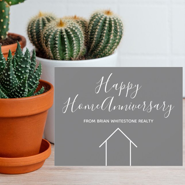Real Estate Happy Home Anniversary Custom Grey Card (Creator Uploaded)