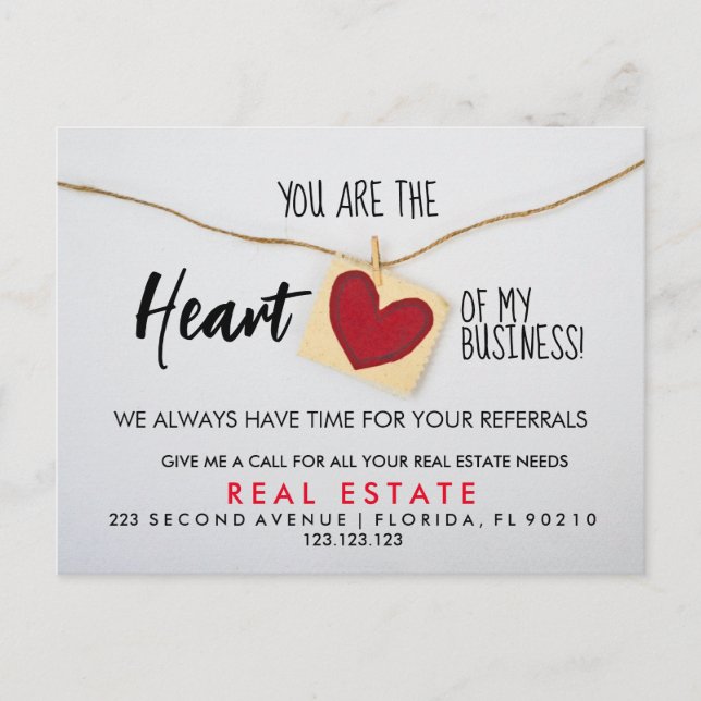 real estate heart referrals Announcement (Front)